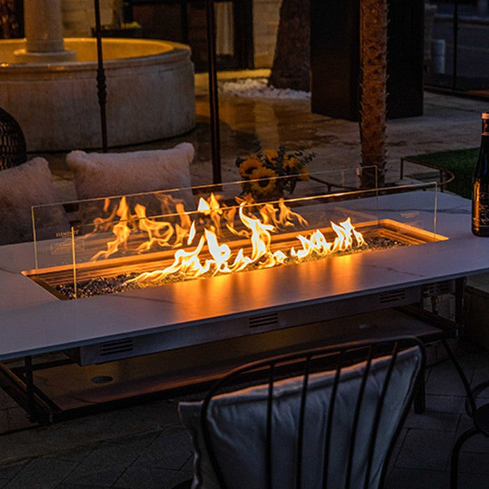 Elementi Plus Oslo Marble Porcelain Dining Table Glowing Flames