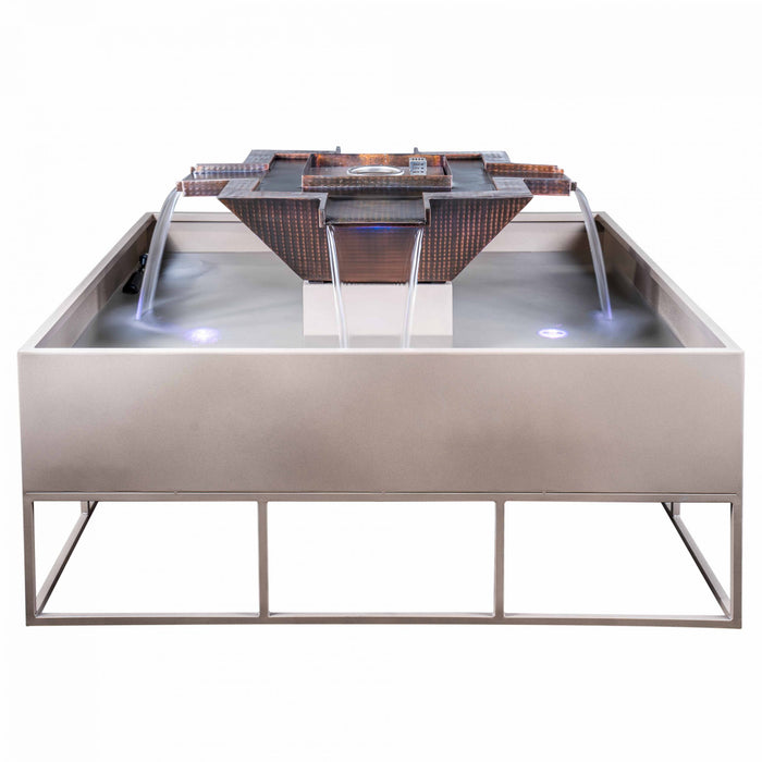 The Outdoor Plus Olympian Square 4-Way Copper Fire & Water Fountain