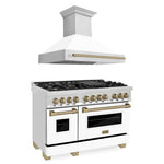 ZLINE Autograph Package - 48 In. Dual Fuel Range and Range Hood with White Matte Door and Accents10