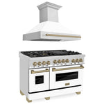 ZLINE Autograph Package - 48 In. Gas Range and Range Hood in Stainless Steel with White Matte Door and Accents1