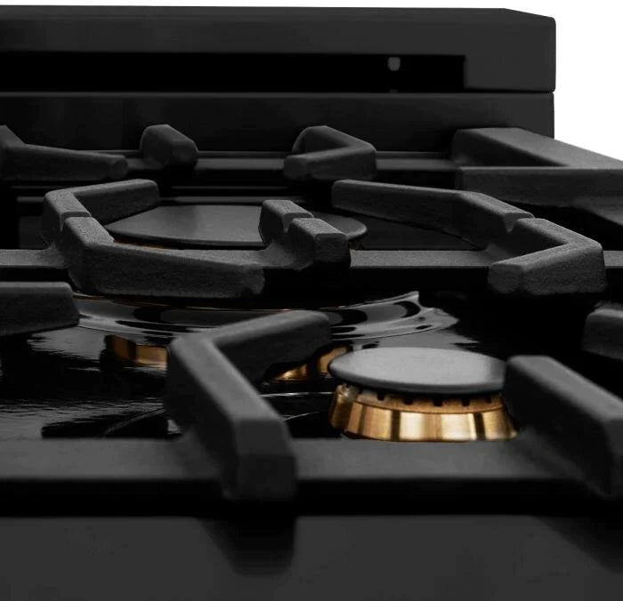 ZLINE 36 in. Professional Gas Burner/Electric Oven in Black Stainless Steel with Brass Burners