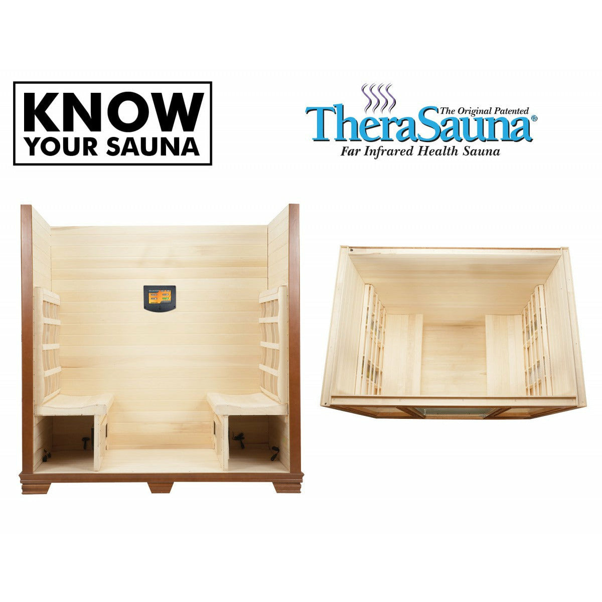 TheraSauna 4-Person Infrared Sauna - Opposite Facing Bench - Mahogany Finish