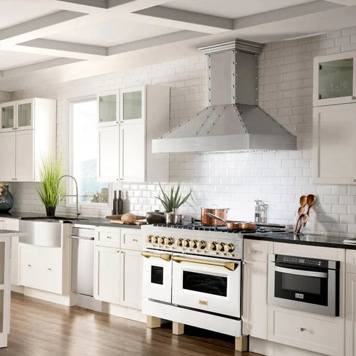 ZLINE Autograph 48 in. Gas Burner/Electric Oven in Stainless Steel, White Matte Door with Gold Accents 2
