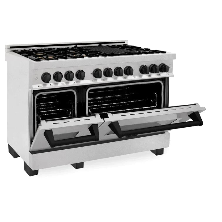 ZLINE Autograph 48 in. Gas Burner/Electric Oven in DuraSnow® Stainless Steel with Matte Black Accents 3
