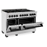 ZLINE Autograph 48 in. Gas Burner/Electric Oven in DuraSnow® Stainless Steel with Matte Black Accents3