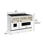 ZLINE Autograph 48 in. Gas Burner/Electric Oven in Stainless Steel, White Matte Door with Gold Accents12