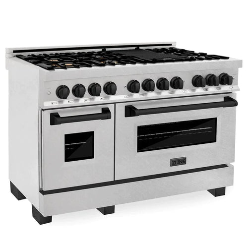 ZLINE Autograph 48 in. Gas Burner/Electric Oven in DuraSnow® Stainless Steel with Matte Black Accents 12