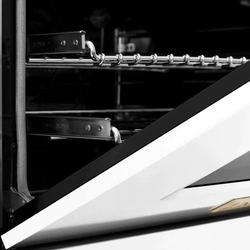 ZLINE Autograph 48 in. Gas Burner/Electric Oven in Stainless Steel, White Matte Door with Gold Accents 11
