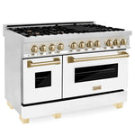 ZLINE Autograph 48 in. Gas Burner/Electric Oven in Stainless Steel, White Matte Door with Gold Accents 13