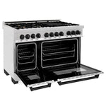 ZLINE Autograph 48 in. Gas Burner/Electric Oven in DuraSnow® Stainless Steel with Matte Black Accents 2