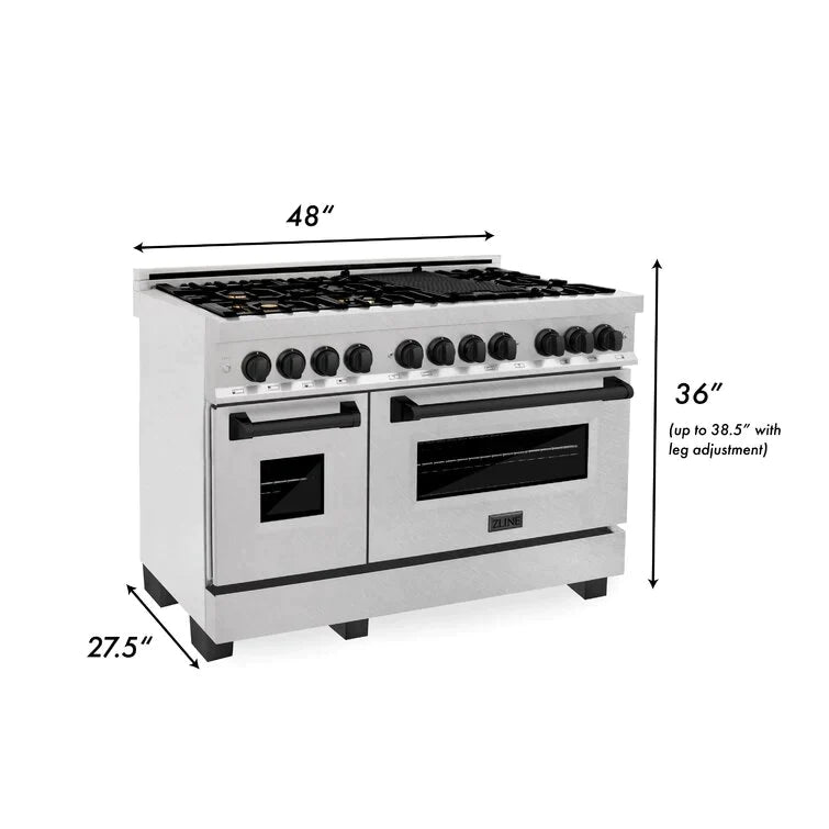 ZLINE Autograph 48 in. Gas Burner/Electric Oven in DuraSnow® Stainless Steel with Matte Black Accents 11
