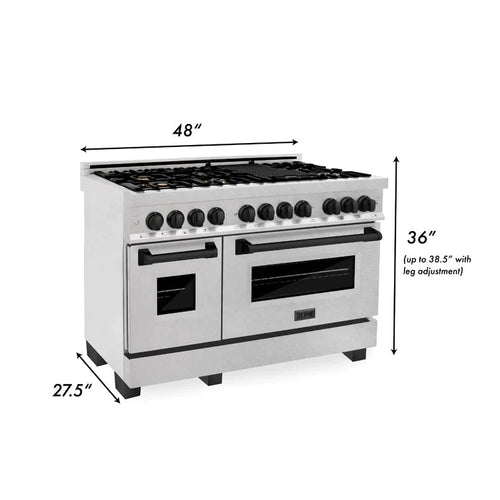 ZLINE Autograph 48 in. Gas Burner/Electric Oven in DuraSnow® Stainless Steel with Matte Black Accents 11