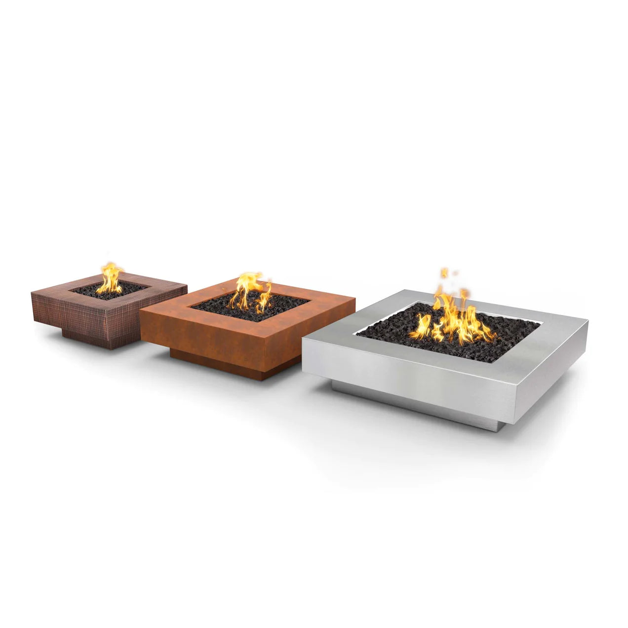 The Outdoor Plus Cabo Square Fire Pit - Hammered Copper