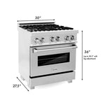 ZLINE Kitchen and Bath 30 in. Professional Gas Burner/Electric Oven in DuraSnow® Stainless13