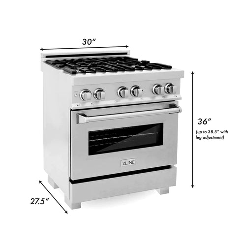 ZLINE Kitchen and Bath 30 in. Professional Gas Burner/Electric Oven in DuraSnow® Stainless 13