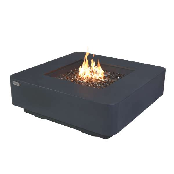 Elementi Plus Bergamo Fire Table OFG419DG With Flame In White Background