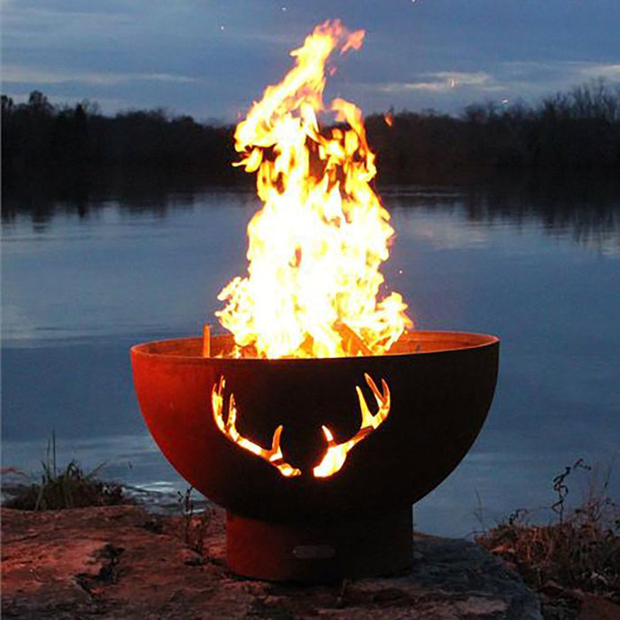 Fire Pit Art Antlers Wood Burning Metal Fire Pit