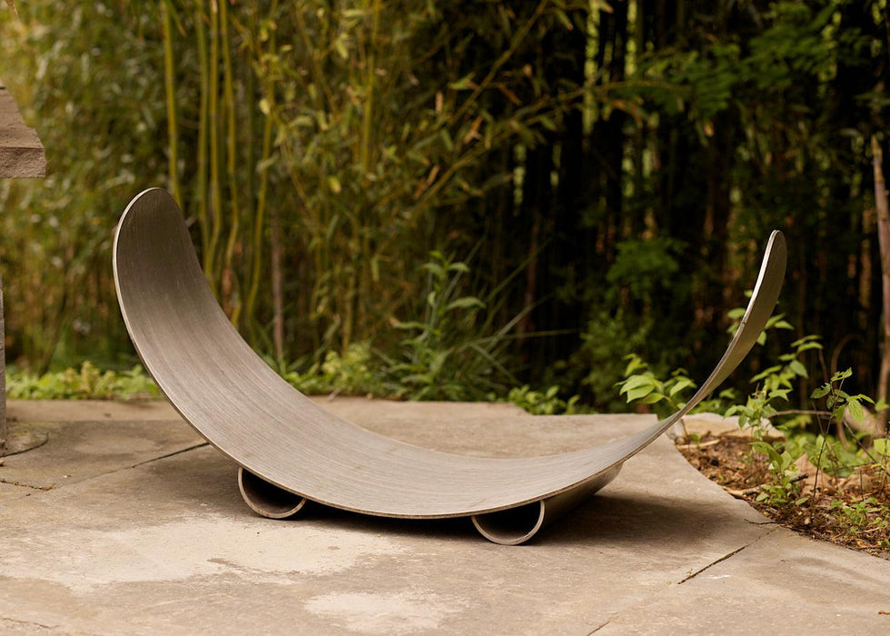 Fire Pit Art - Crescent Log Rack -  Stainless Steel