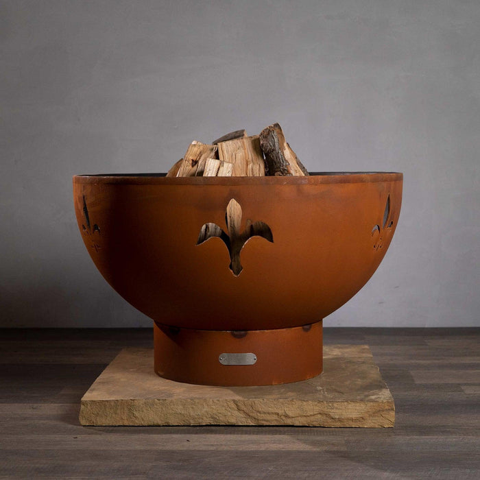 Fire Pit Art Fleur de Lis Wood Burning Fire Pit