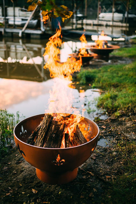 Fire Pit Art Fleur de Lis Wood Burning Fire Pit