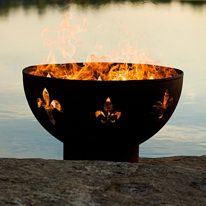 Fire Pit Art Fleur de Lis Wood Burning Fire Pit