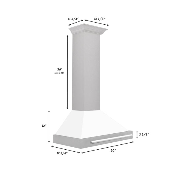 ZLINE 30 Inch DuraSnow® Stainless Steel Range Hood with White Matte Shell and Stainless Steel Handle, KB4SNX-WM-30 5