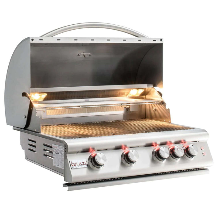 Blaze Premium LTE 32-Inch 4-Burner Built-In Gas Grill With Rear Infrared Burner & Grill Lights