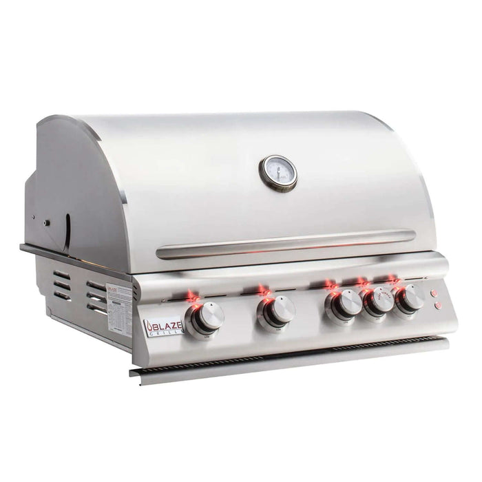 Blaze Premium LTE 32-Inch 4-Burner Built-In Gas Grill With Rear Infrared Burner & Grill Lights