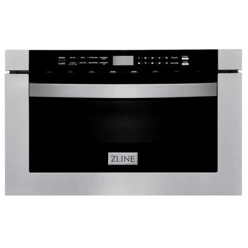 ZLINE 36" Kitchen Package with Stainless Steel Dual Fuel Range, Convertible Vent Range Hood and Microwave Drawer 5