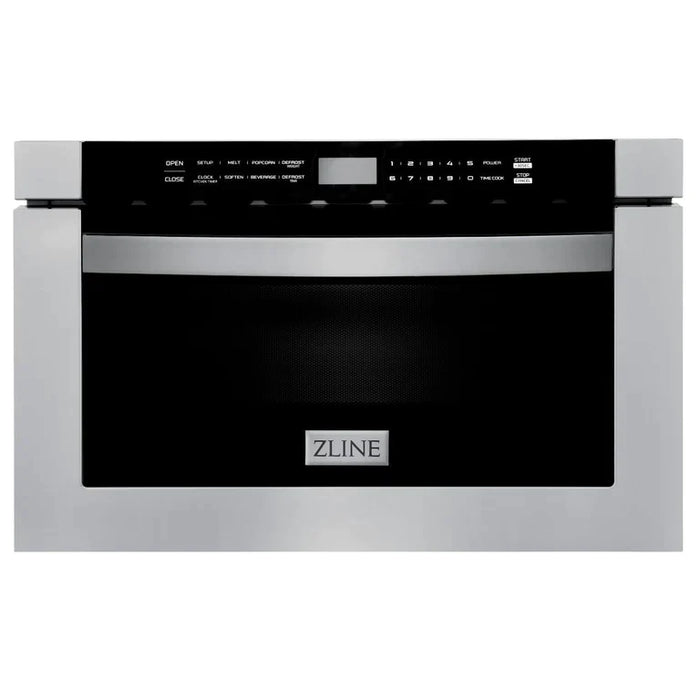 ZLINE 30" Kitchen Package with Stainless Steel Dual Fuel Range, Range Hood, Microwave Drawer and Dishwasher