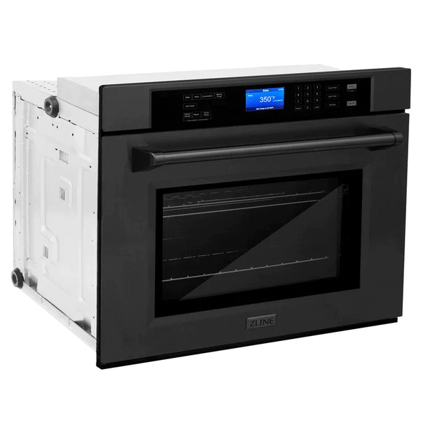 ZLINE Kitchen Package with 36" Black Stainless Steel Rangetop and 30" Single Wall Oven 9