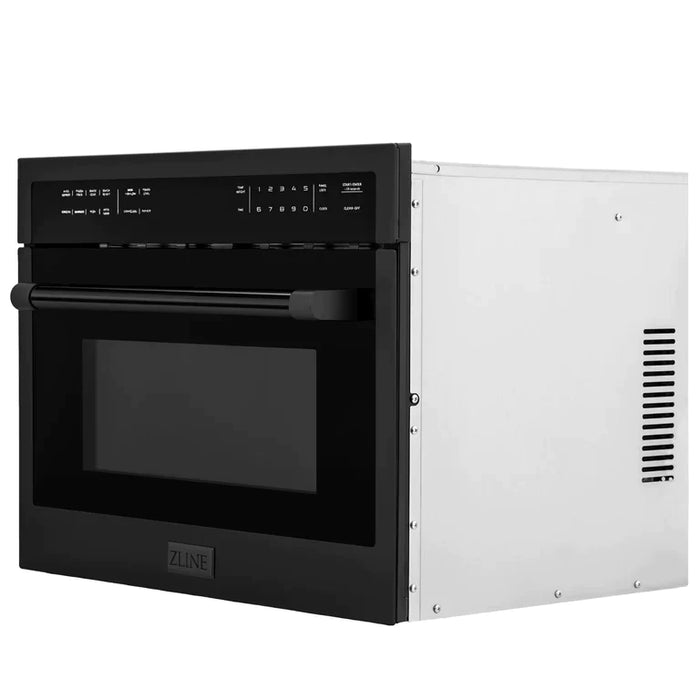 ZLINE Kitchen Appliance Package Black Stainless Steel 24 in. Built-in Convection Microwave Oven and 30 in. Single Wall Oven with Self Clean