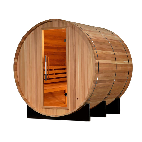 2022 Golden Designs "Uppsala" 4 Person Barrel Traditional Steam Sauna - Canadian Red Cedar 3