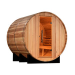 2022 Golden Designs "Uppsala" 4 Person Barrel Traditional Steam Sauna - Canadian Red Cedar 1