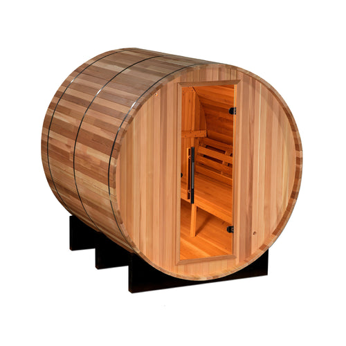 2022 Golden Designs "Uppsala" 4 Person Barrel Traditional Steam Sauna - Canadian Red Cedar 2