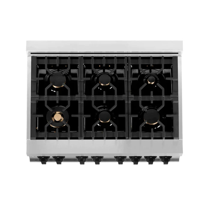 ZLINE Autograph Edition 36 in. 4.6 cu. ft. Dual Fuel Range with Gas Stove/Electric Oven with White Matte Door and Matte Black Accents