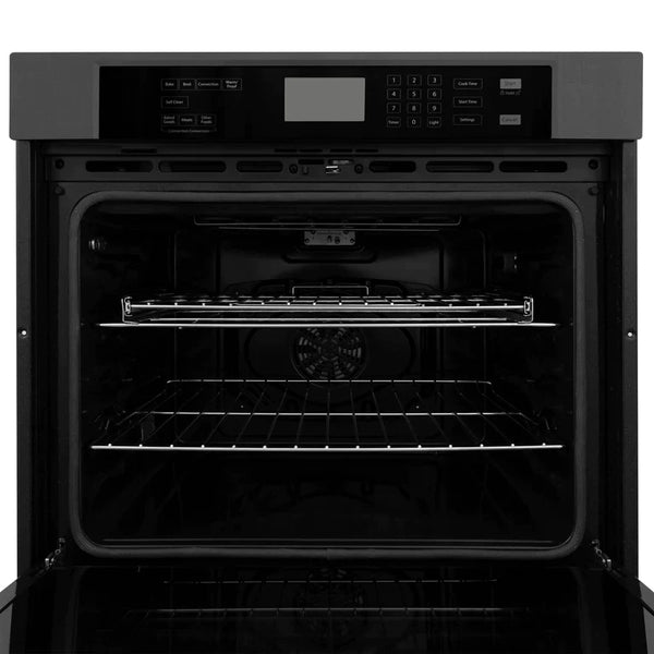 ZLINE Kitchen Package with 36" Black Stainless Steel Rangetop and 30" Single Wall Oven 7
