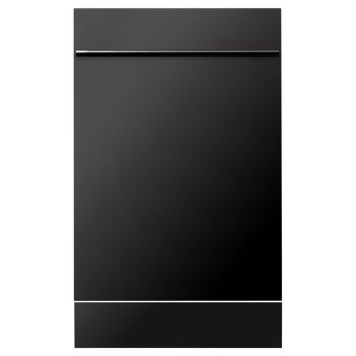 ZLINE 18 Inch Compact Black Stainless Steel Top Control Dishwasher with Stainless Steel Tub and Modern Style Handle 1