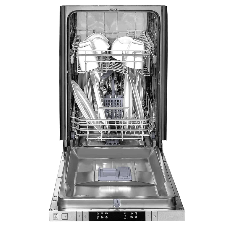 ZLINE 18 Inch Compact Black Stainless Steel Top Control Dishwasher with Stainless Steel Tub and Modern Style Handle 3