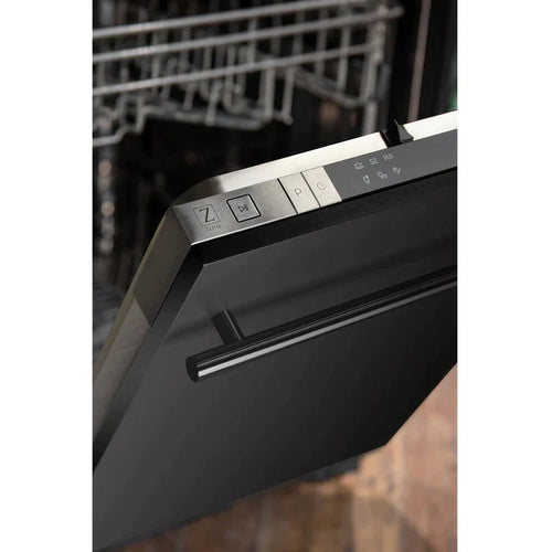 ZLINE 18 Inch Compact Black Stainless Steel Top Control Dishwasher with Stainless Steel Tub and Modern Style Handle 2