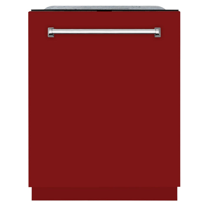 ZLINE 24 In. Monument Series 3rd Rack Top Touch Control Dishwasher in Red Gloss, 45dBa
