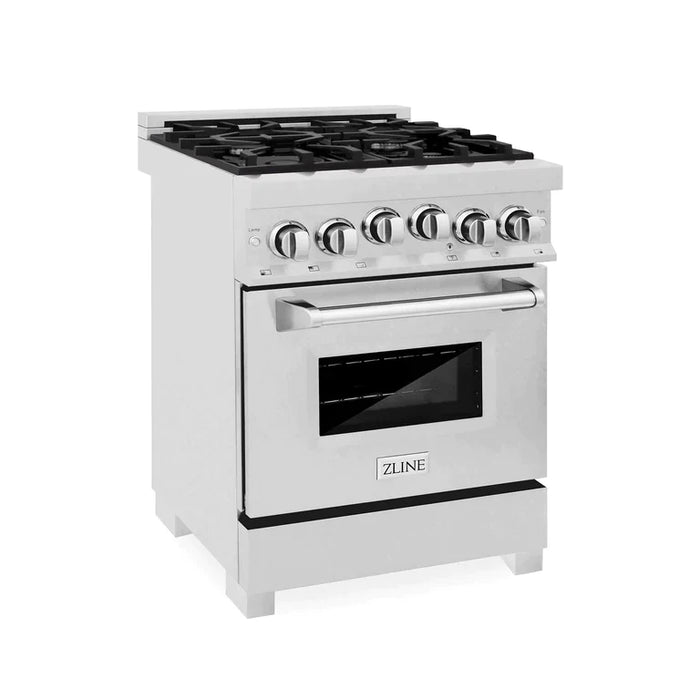 ZLINE 24 In. Professional Gas Range In Stainless Steel With DuraSnow® Stainless Steel Door