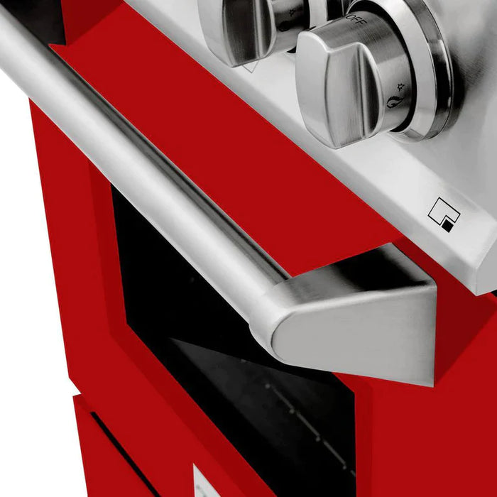 ZLINE 24 In. Professional Gas On Gas Range In Stainless Steel With Red Matte Door