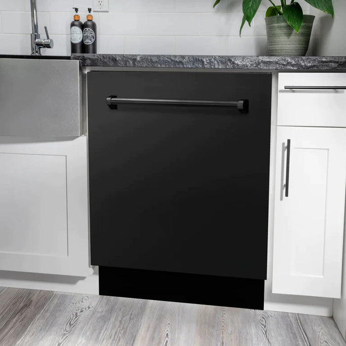 ZLINE 36" Kitchen Package with Black Stainless Steel Dual Fuel Range, Range Hood, Microwave Drawer and Dishwasher