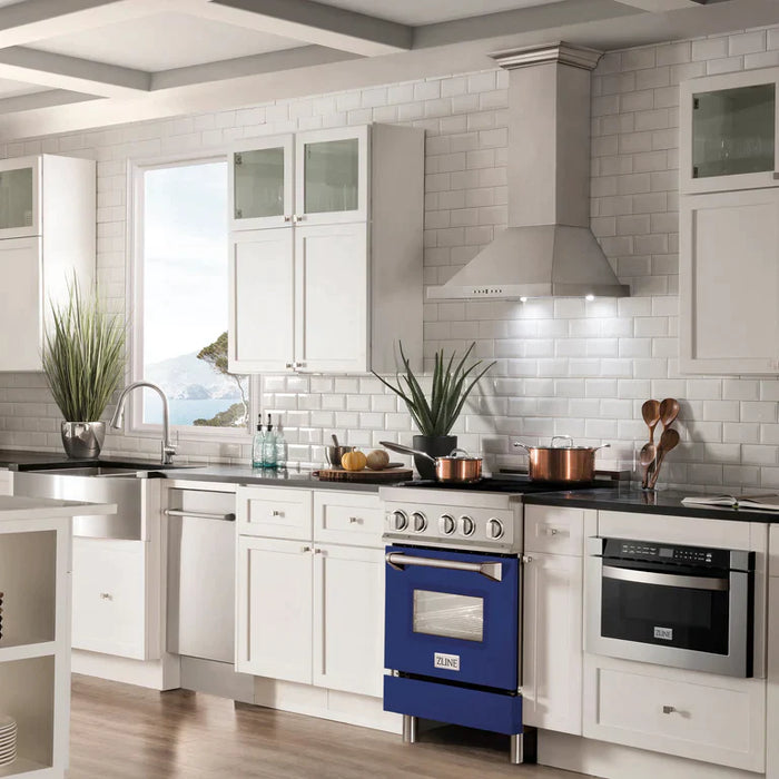ZLINE 24 Inch Induction Range with a 3 Element Stove and Electric Oven in Blue Gloss