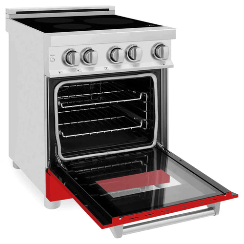 ZLINE 24 Inch 2.8 cu. ft. Induction Range with a 3 Element Stove and Electric Oven in Red Gloss 7
