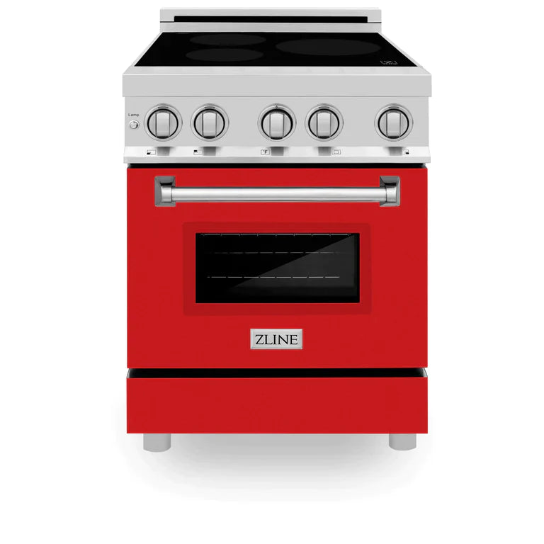 ZLINE 24 Inch 2.8 cu. ft. Induction Range with a 3 Element Stove and Electric Oven in Red Gloss