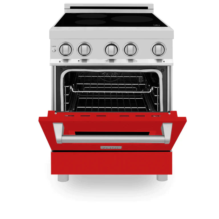 ZLINE 24 Inch 2.8 cu. ft. Induction Range with a 3 Element Stove and Electric Oven in Red Gloss 4