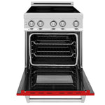 ZLINE 24 Inch 2.8 cu. ft. Induction Range with a 3 Element Stove and Electric Oven in Red Gloss 5