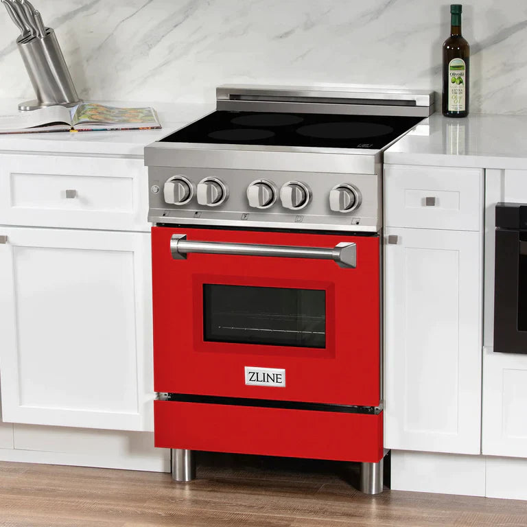 ZLINE 24 Inch 2.8 cu. ft. Induction Range with a 3 Element Stove and Electric Oven in Red Gloss 1